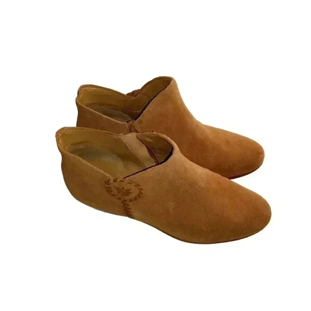 Jack Rogers Boots Peyton Womens‎ Size 9 Brown Suede Side Zip Ankle Booties